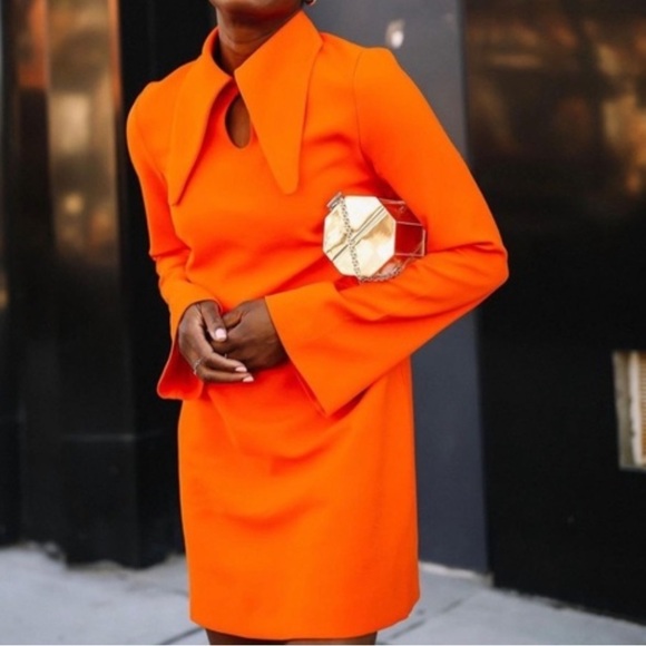 ZARA Tied Neon Orange Mini Dress BNWT - Picture 4 of 8